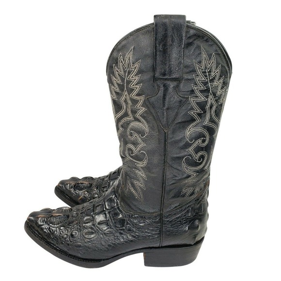 Kids Monacra Black Imitation Crocodile Real Leather Boots SZ 1/2 2 main image 4